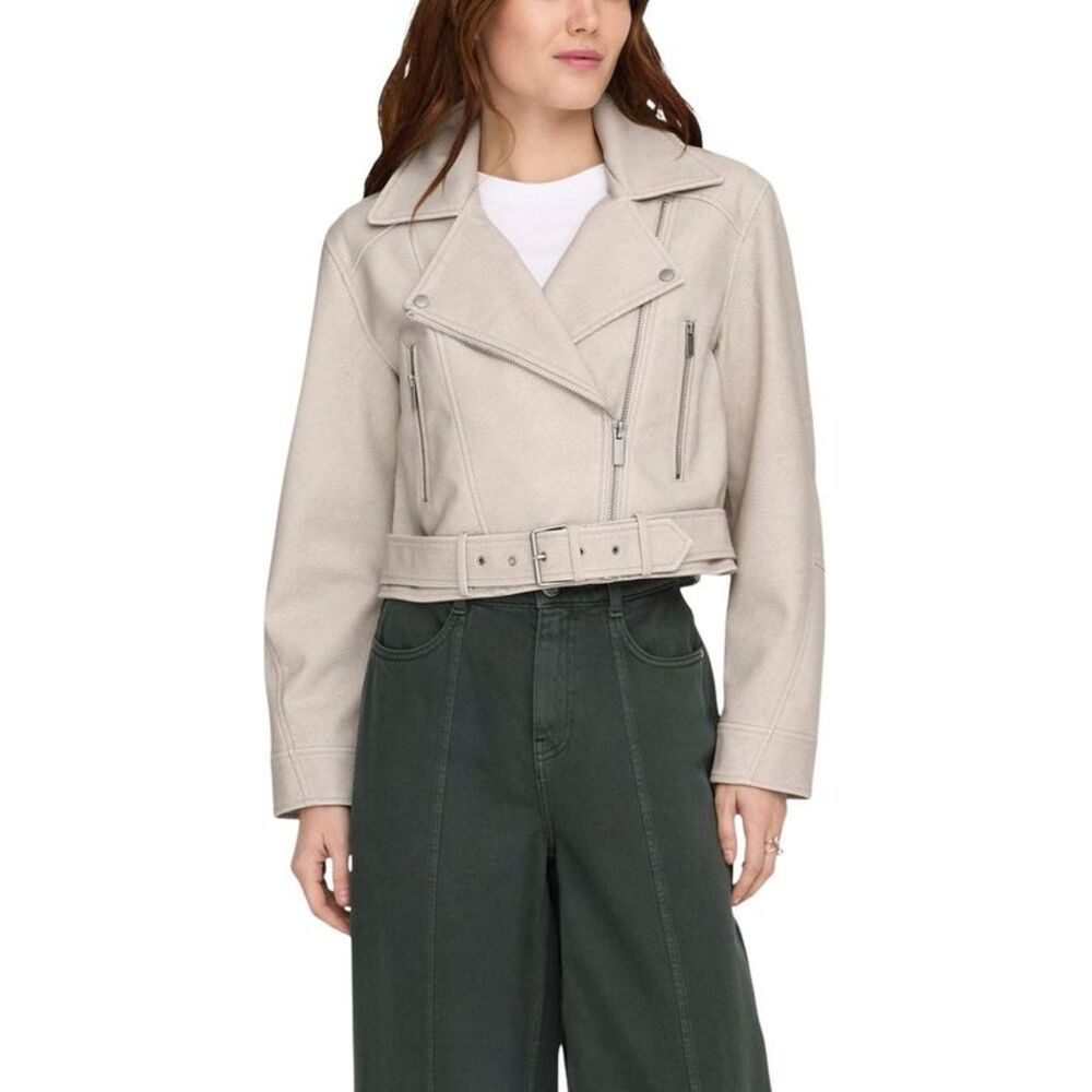 Only Beige Recycled Polyester Biker Women's Jacket
